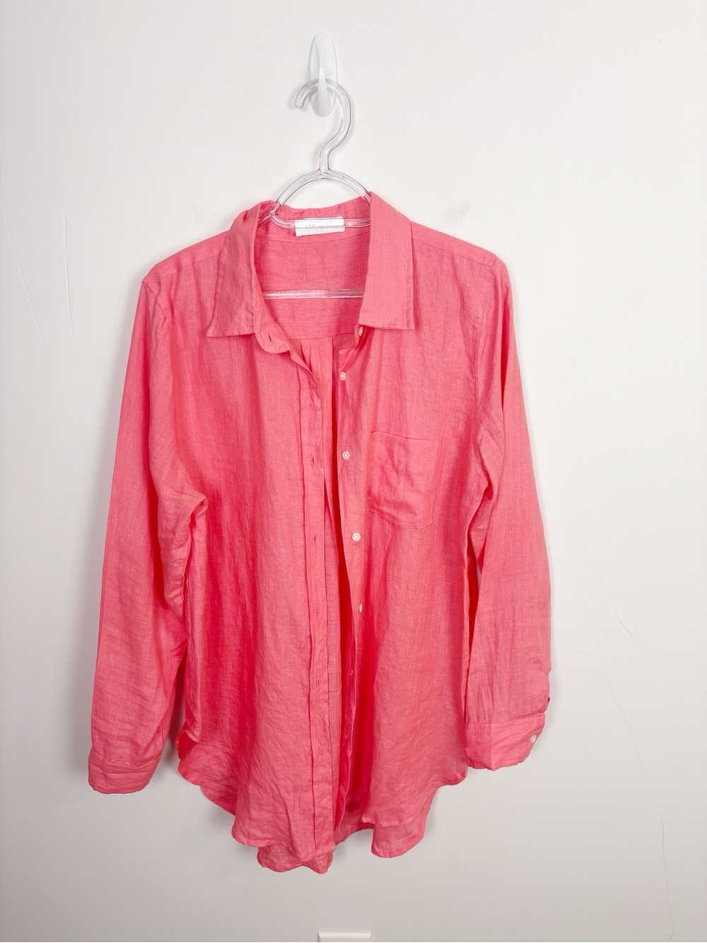 MONDAY Swimwear Monaco Shirt Azalea Pink Linen Button Down Size Medium